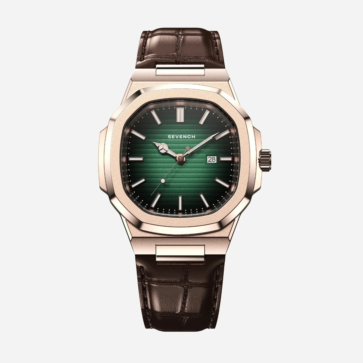 Sevench Monarch Rose & Green | Affordable Men's Watch | Quartz Movement & Genuine Leather Strap