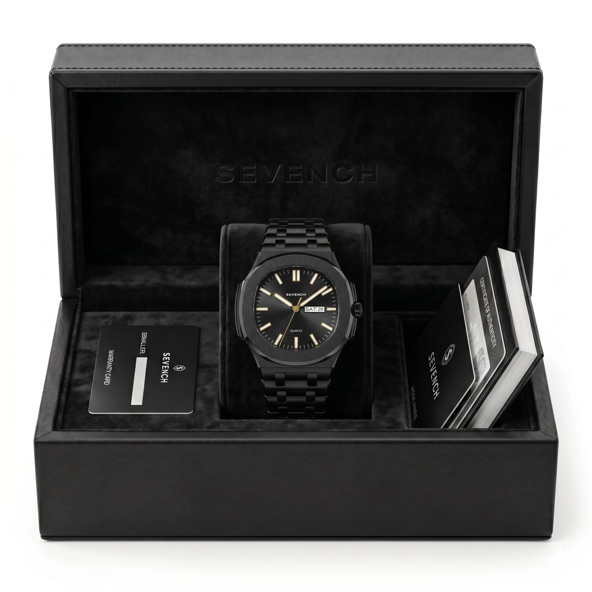 Box Sevench Legacy All Black | Affordable Men's Watch | Italian Quartz Movement & Water Resistant