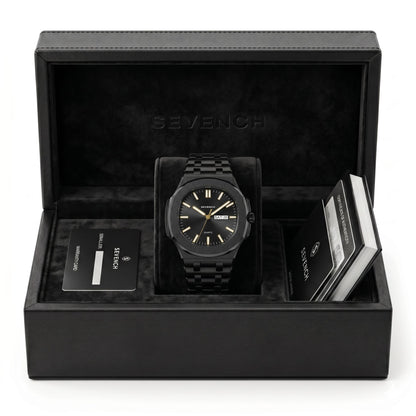 Box Sevench Legacy All Black | Affordable Men's Watch | Italian Quartz Movement & Water Resistant