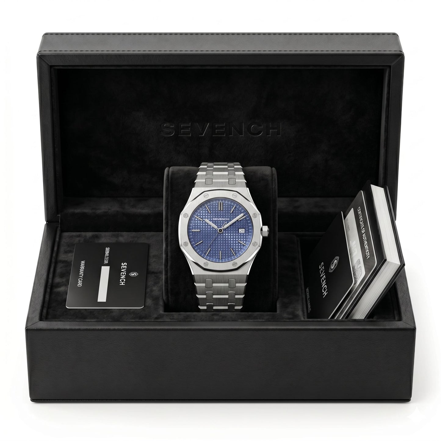 Box Sevench Summit Silver & Blue | Affordable Men's Watch | Stainless Steel | Quartz Movement | Water Resistant