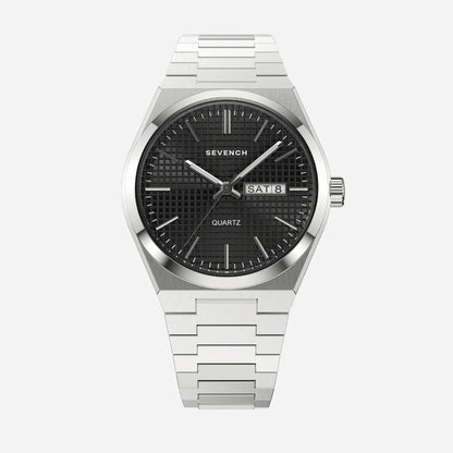 Sevench Dubai Silver & Black | Affordable Men's Watch |  Quartz Movement & Water Resistant