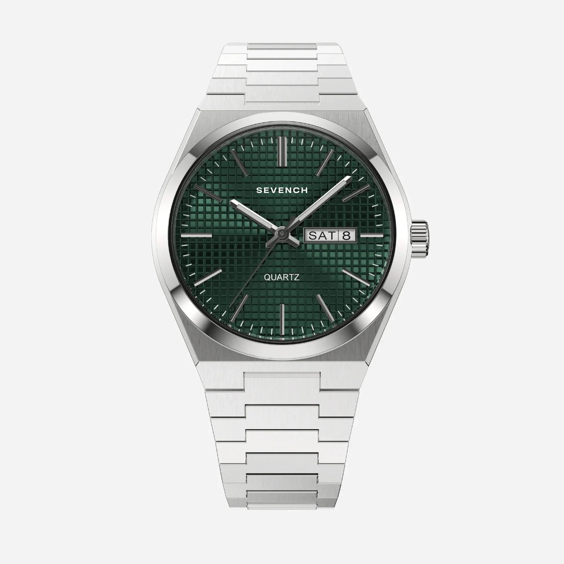 Sevench Dubai Silver & Green | Affordable Men's Watch |  Quartz Movement & Water Resistant