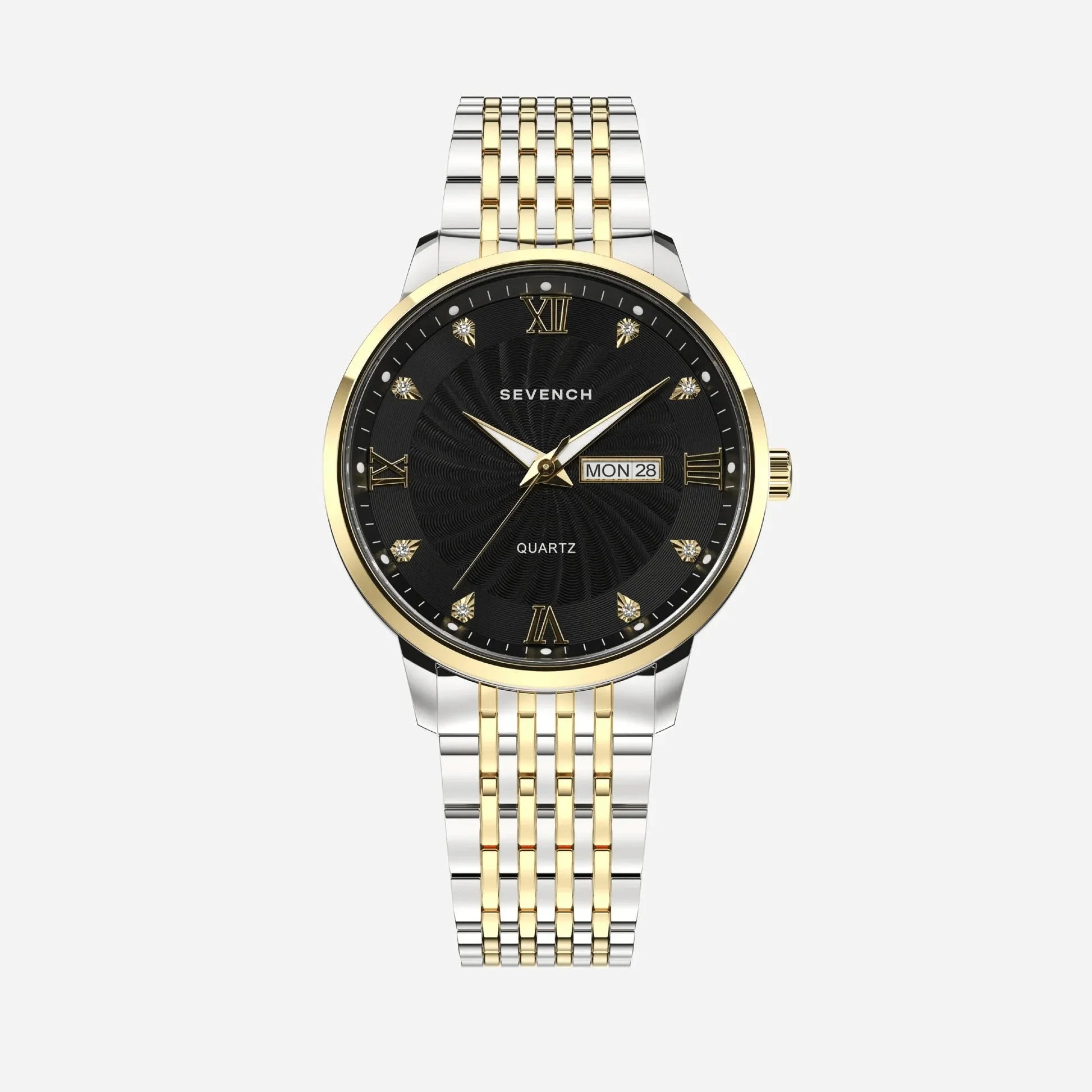Sevench Geneva Gold, Silver & Black | Affordable Men's Watch |  Quartz Movement & Water Resistant