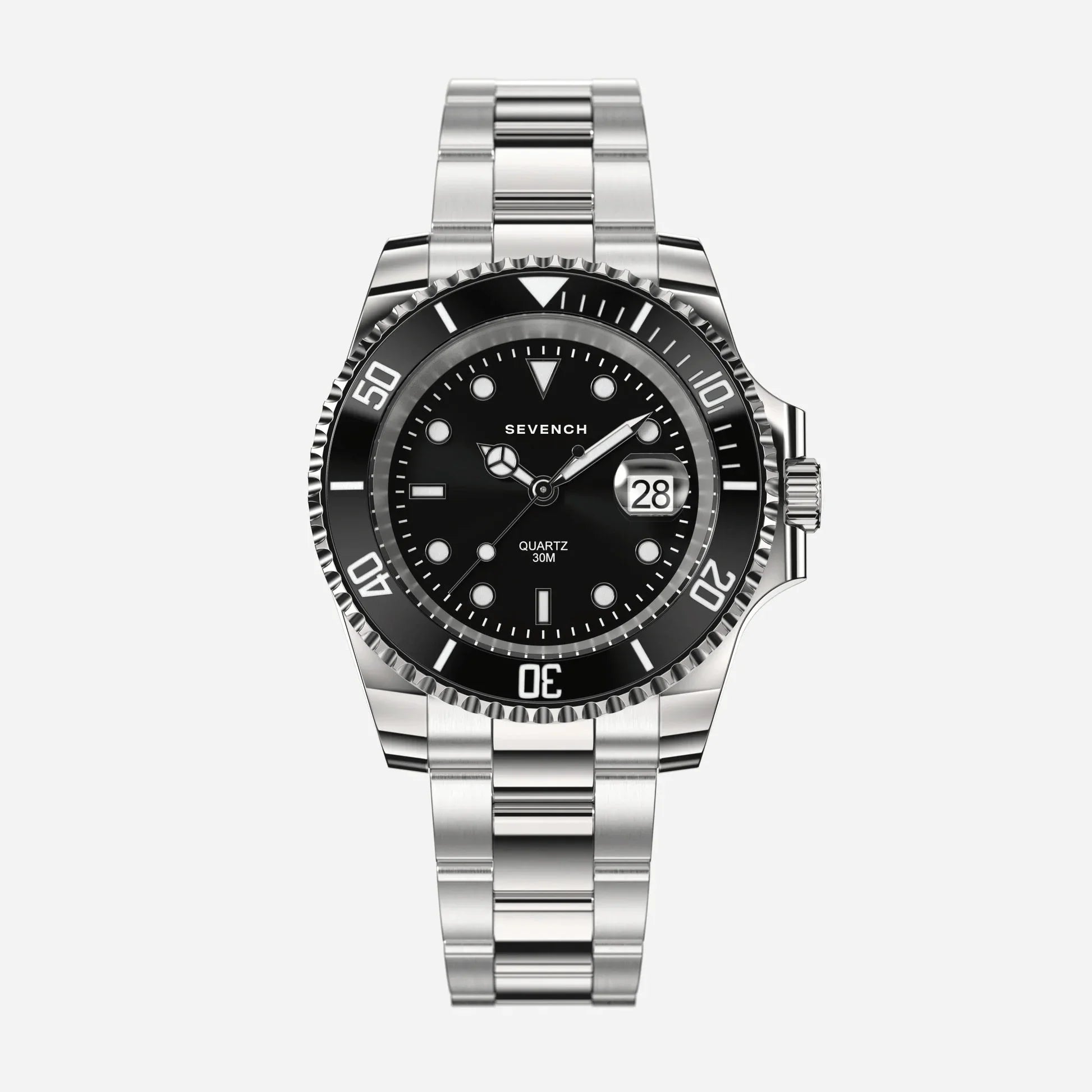 Sevench Horizon Silver & Black | Affordable Men's Watch | Italian Quartz Movement & Water Resistant