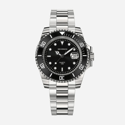 Sevench Horizon Silver & Black | Affordable Men's Watch | Italian Quartz Movement & Water Resistant