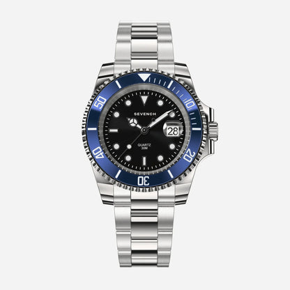 Sevench Horizon Silver, Blue & Black | Affordable Men's Watch | Italian Quartz Movement & Water Resistant