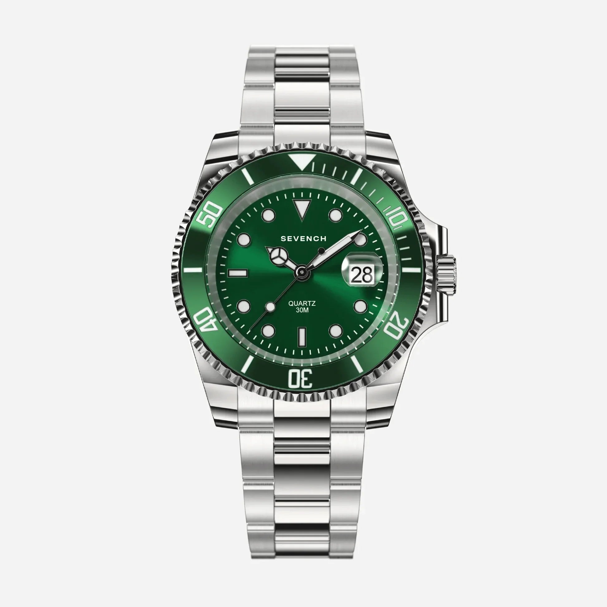 Sevench Horizon Silver & Green | Affordable Men's Watch | Italian Quartz Movement & Water Resistant