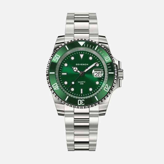 Sevench Horizon Silver & Green | Affordable Men's Watch | Italian Quartz Movement & Water Resistant
