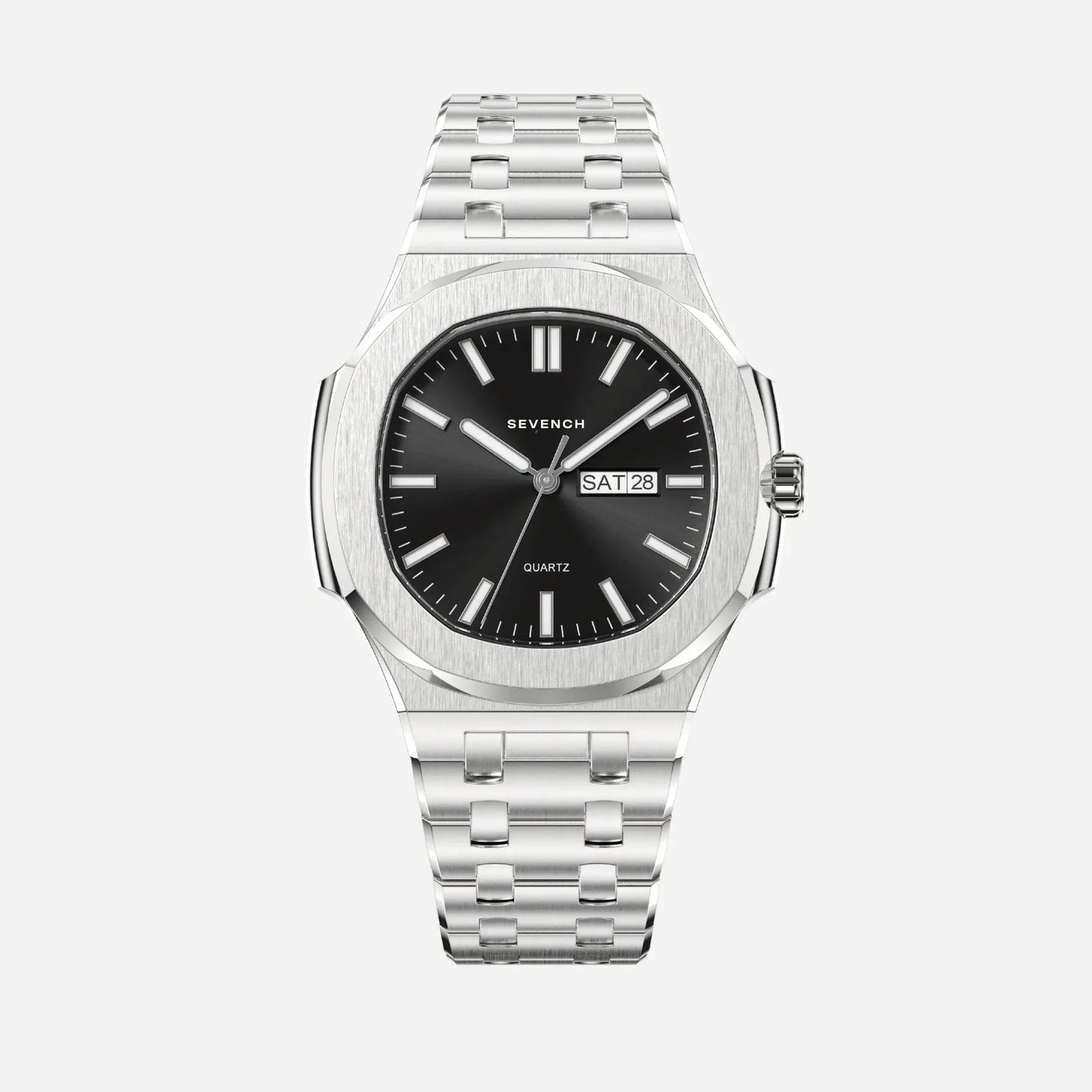 Sevench Legacy Silver & Black | Affordable Men's Watch | Italian Quartz Movement & Water Resistant