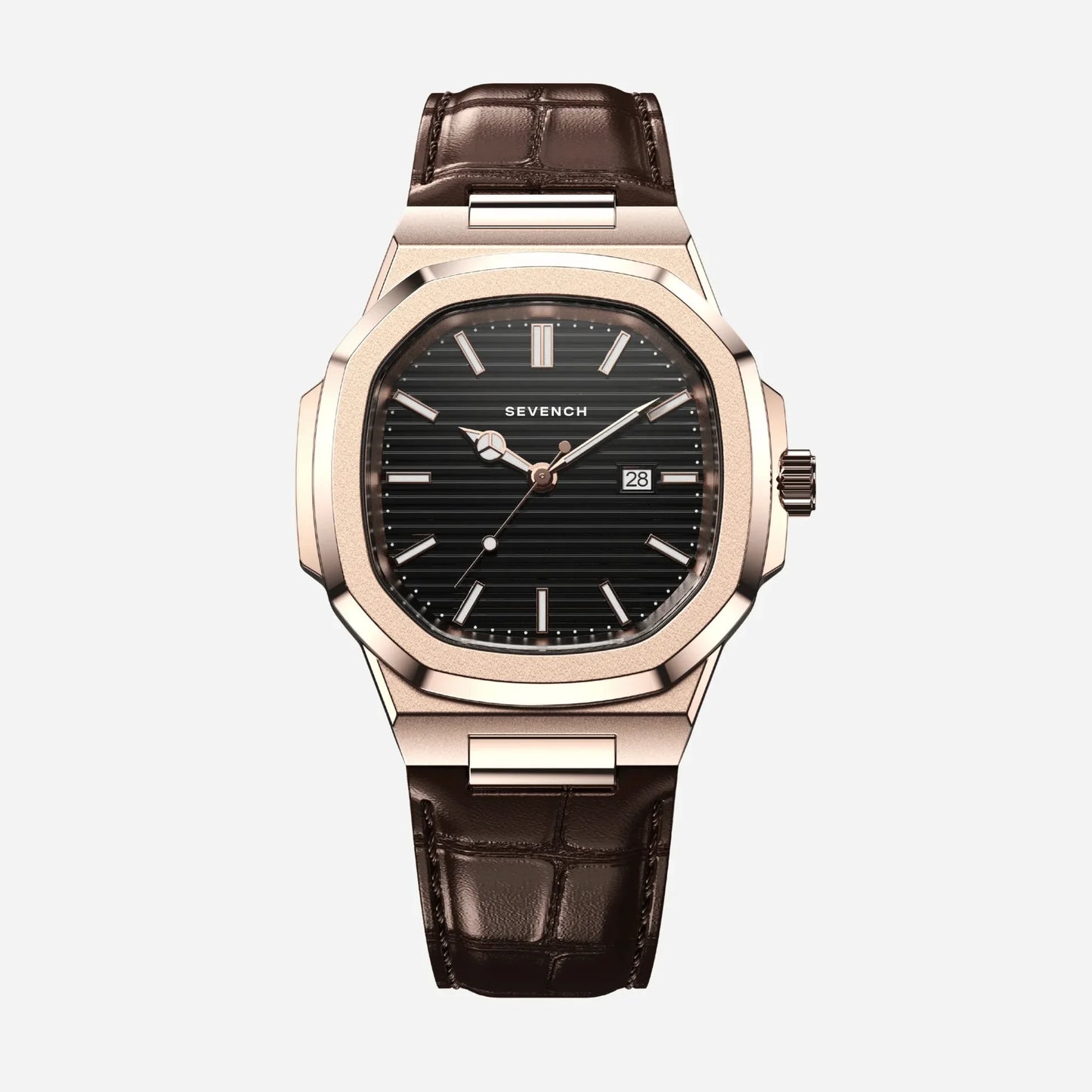 Sevench Monarch Rose & Black | Affordable Men's Watch | Quartz Movement & Genuine Leather Strap