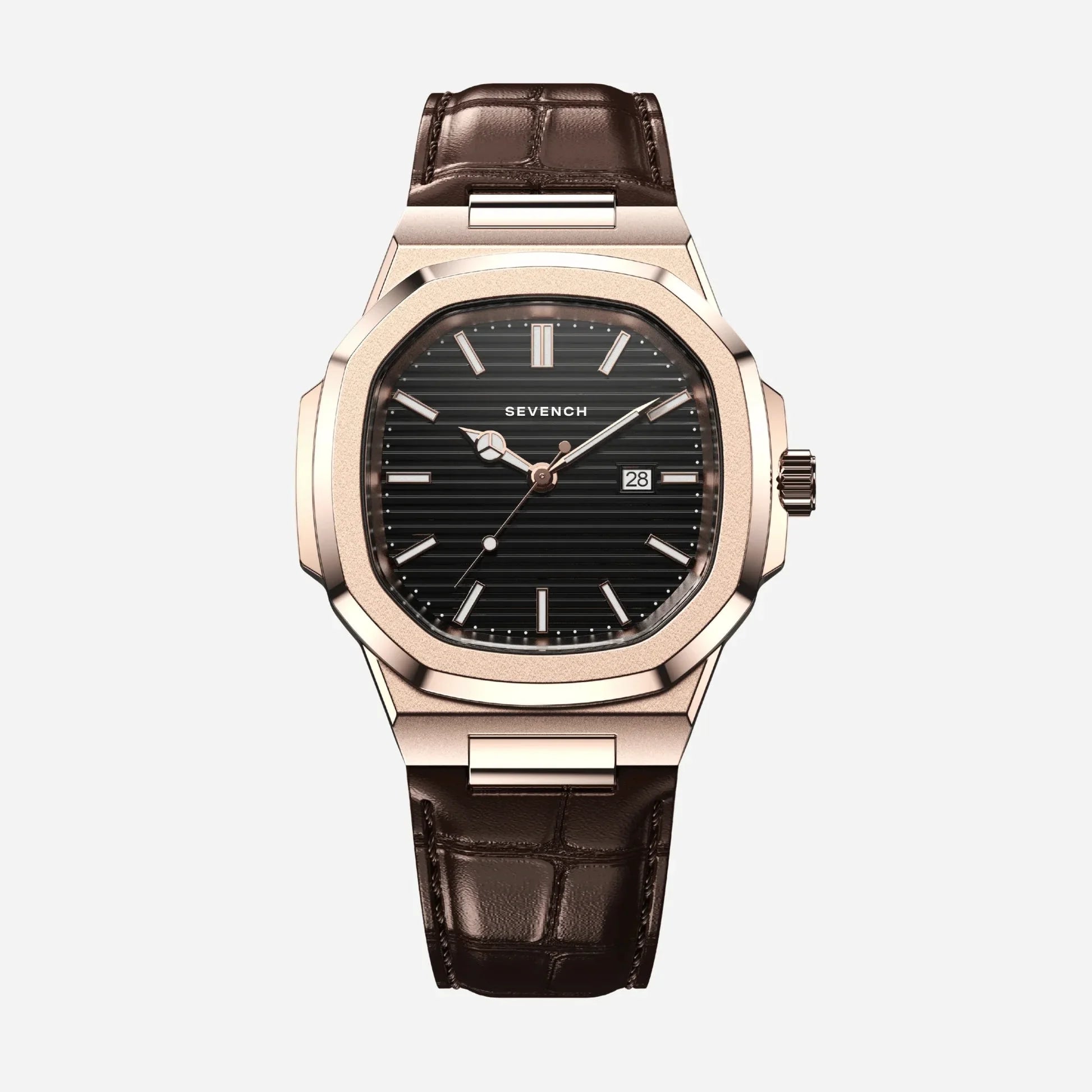 Sevench Monarch Rose & Black | Affordable Men's Watch | Quartz Movement & Genuine Leather Strap