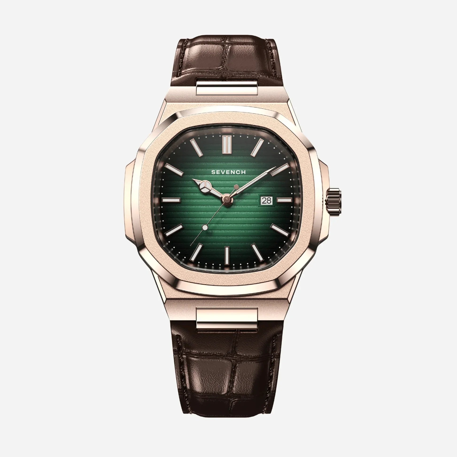 Sevench Monarch Rose & Green | Affordable Men's Watch | Quartz Movement & Genuine Leather Strap