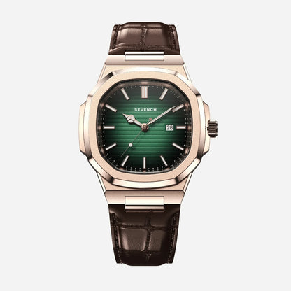 Sevench Monarch Rose & Green | Affordable Men's Watch | Quartz Movement & Genuine Leather Strap