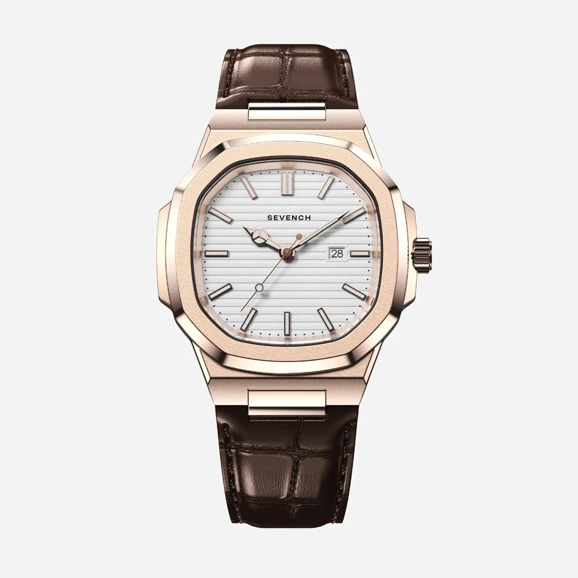 Sevench Monarch Rose & White | Affordable Men's Watch | Quartz Movement & Genuine Leather Strap