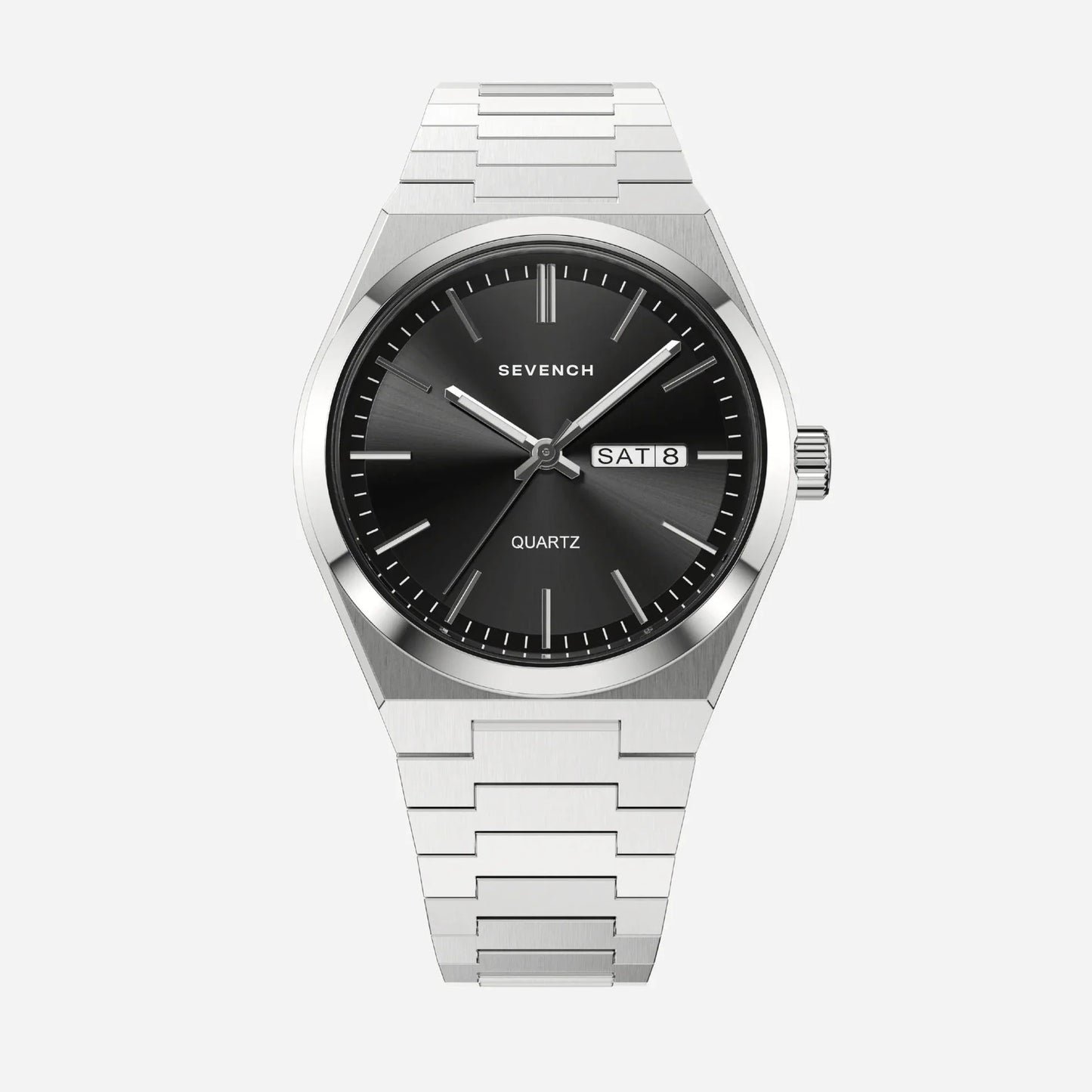 Sevench No.7 Sliver & Black | Affordable Men's Watch | Italian Quartz Movement & Water Resistant