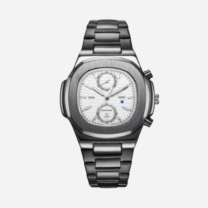Sevench Prestige Silver, Black & White | Affordable Men's Watch |  Quartz Movement & Water Resistant