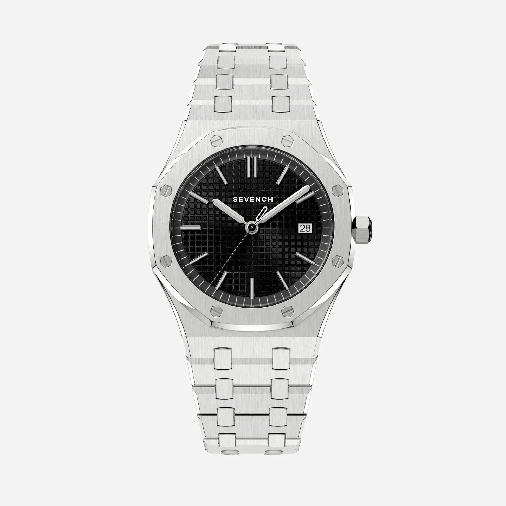 Sevench Summit Silver & Black| Affordable Men's Watch | Stainless Steel | Quartz Movement | Water Resistant