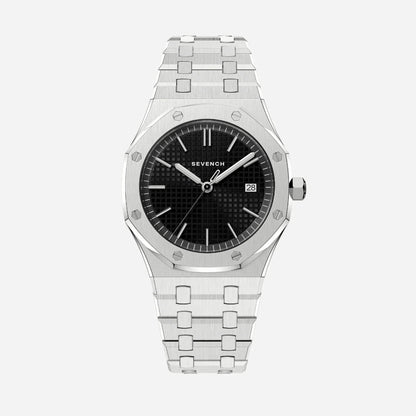 Sevench Summit Silver & Black| Affordable Men's Watch | Stainless Steel | Quartz Movement | Water Resistant
