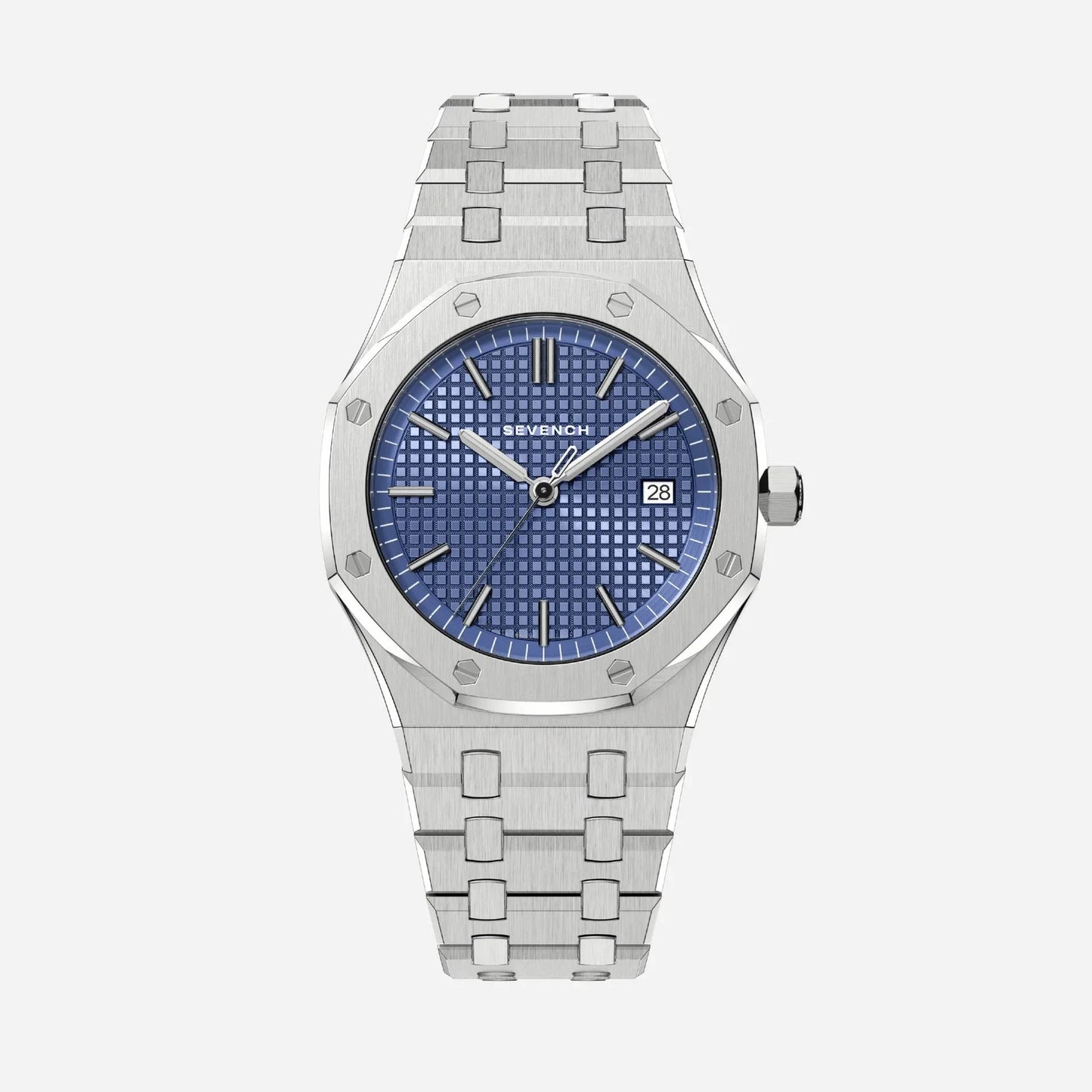 Sevench Summit Silver & Blue | Affordable Men's Watch | Stainless Steel | Quartz Movement | Water Resistant