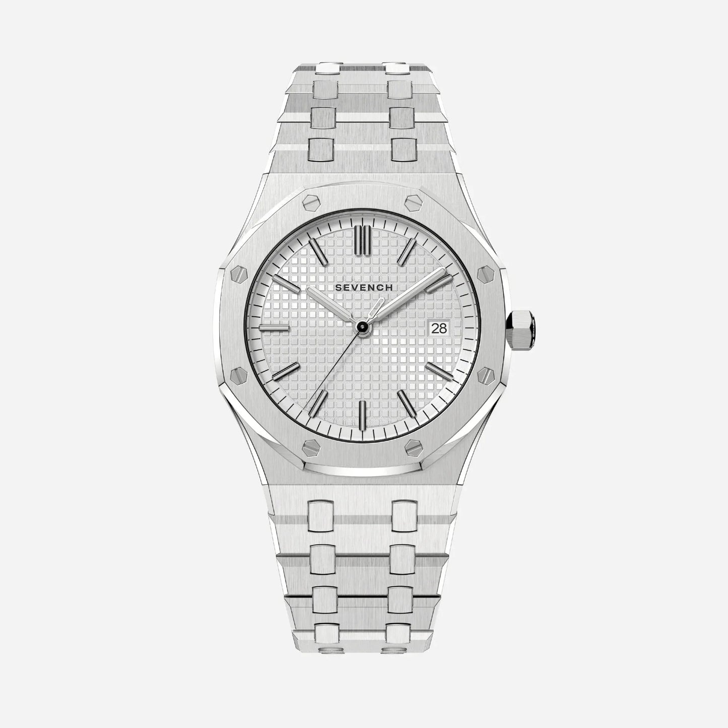 Sevench Summit Silver & White | Affordable Men's Watch | Stainless Steel | Quartz Movement | Water Resistant