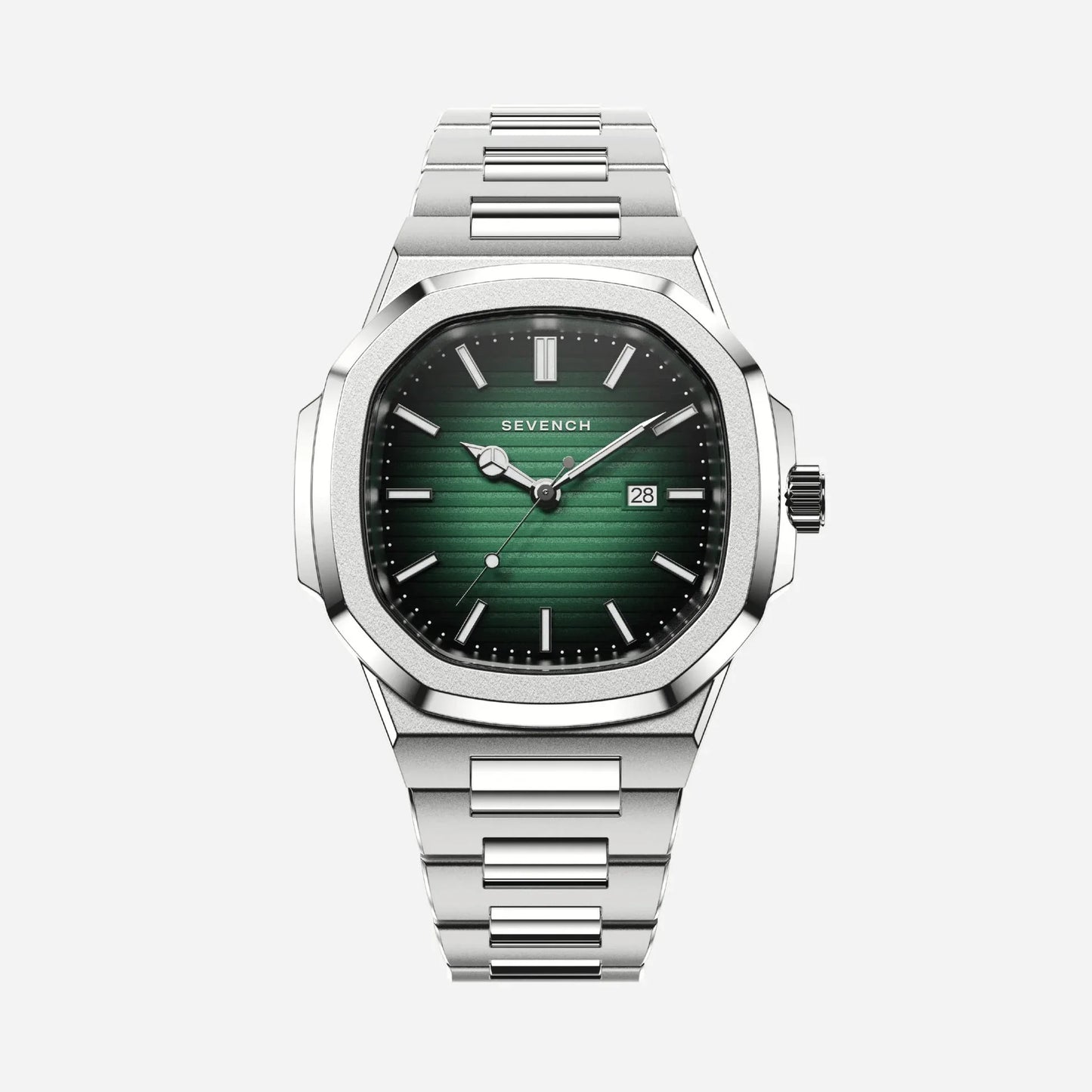 Sevench Valen Silver & Green | Affordable Men's Watch | Italian Quartz Movement & Water Resistant