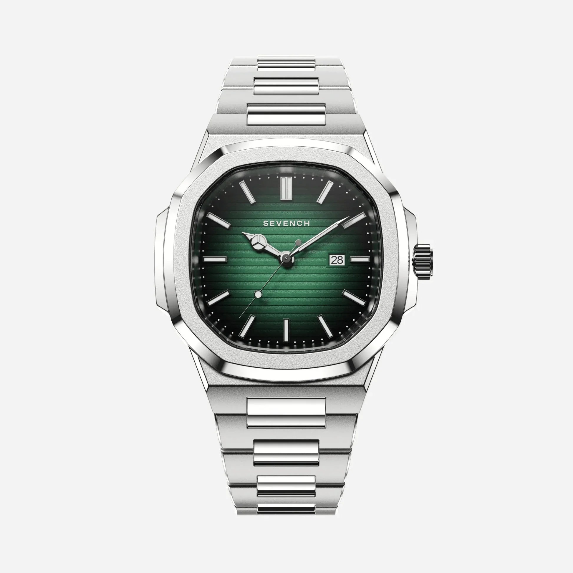 Sevench Valen Silver & Green | Affordable Men's Watch | Italian Quartz Movement & Water Resistant