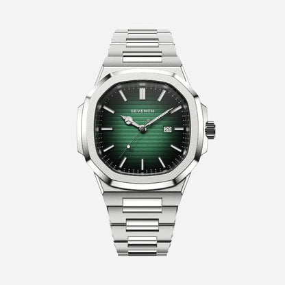 Sevench Valen Silver & Green | Affordable Men's Watch | Italian Quartz Movement & Water Resistant